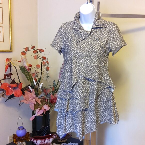 NEW MC PLANET Women’s Multi Color Printed Tiered Blouse Summer Top 38 - Picture 2 of 9